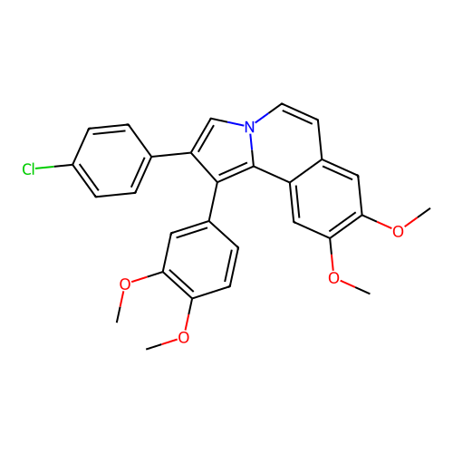2-(4-chlorophenyl)-1-(3,4-dimethoxyphenyl)-8,9-dimethoxypyrrolo[2,1-a]isoquinoline structure