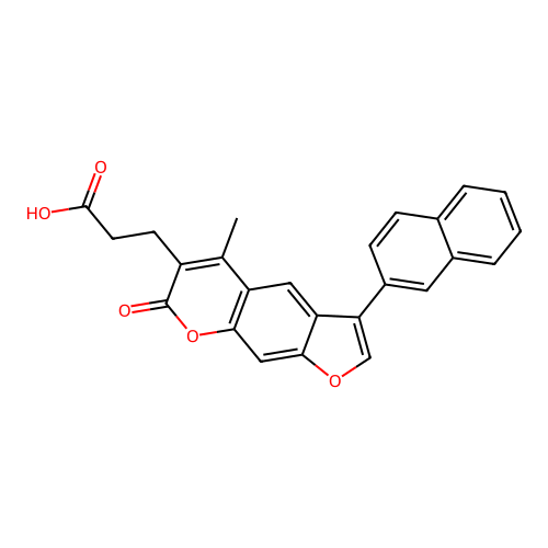 3-(5-methyl-3-(naphthalen-2-yl)-7-oxo-7H-furo(3,2-g)chromen-6-yl)propanoic acid structure