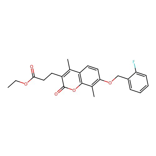 ethyl 3-{7-[(2-fluorobenzyl)oxy]-4,8-dimethyl-2-oxo-2H-chromen-3-yl}propanoate structure