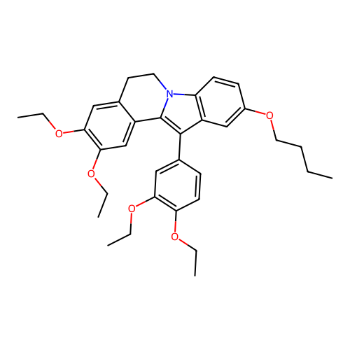 10-butoxy-12-(3,4-diethoxyphenyl)-2,3-diethoxy-5,6-dihydroindolo[2,1-a]isoquinoline structure