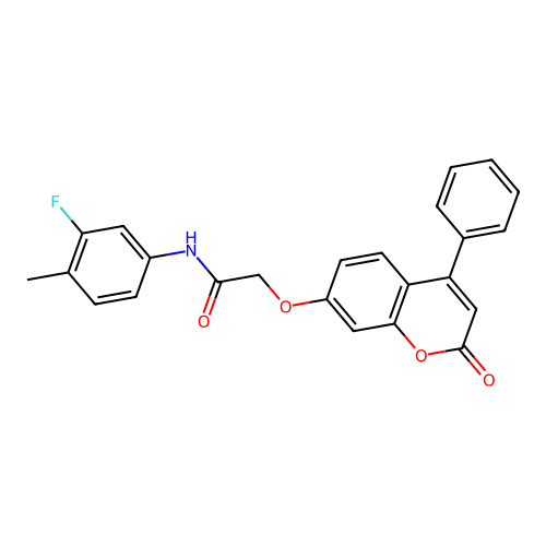 N-(3-fluoro-4-methylphenyl)-2-((2-oxo-4-phenyl-2H-chromen-7-yl)oxy)acetamide structure