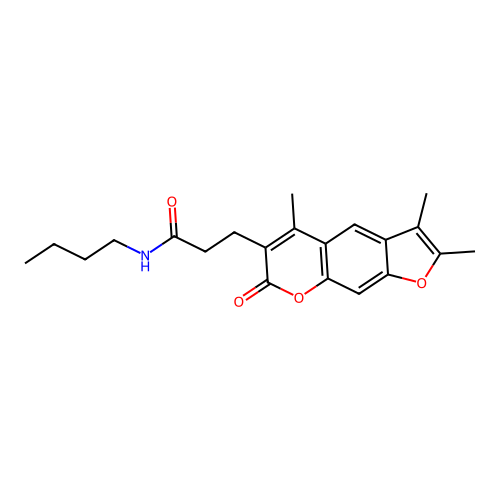 N-butyl-3-(2,3,5-trimethyl-7-oxo-7H-furo[3,2-g]chromen-6-yl)propanamide structure