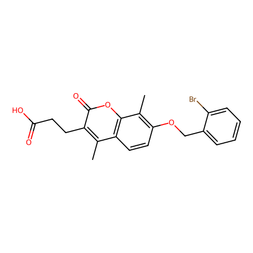 3-{7-[(2-bromobenzyl)oxy]-4,8-dimethyl-2-oxo-2H-chromen-3-yl}propanoic acid structure