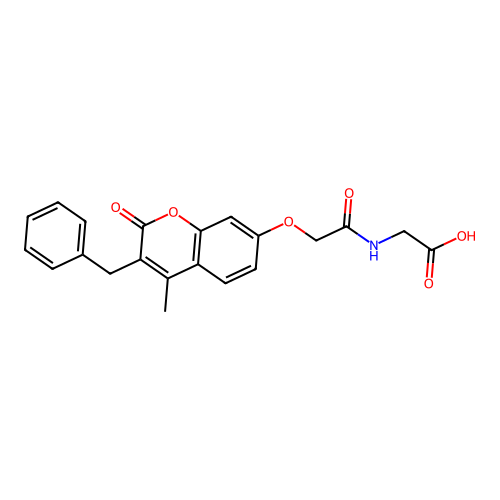 N-{[(3-benzyl-4-methyl-2-oxo-2H-chromen-7-yl)oxy]acetyl}glycine structure