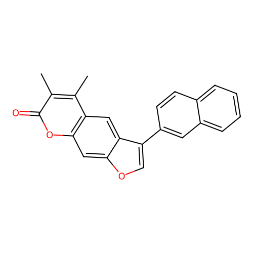 5,6-dimethyl-3-(naphthalen-2-yl)-7H-furo[3,2-g]chromen-7-one structure