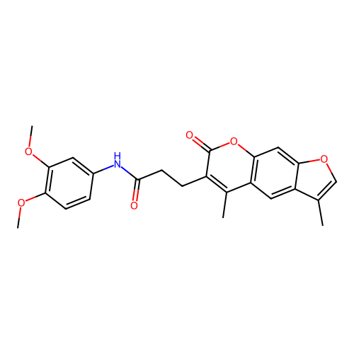 N-(3,4-dimethoxyphenyl)-3-(3,5-dimethyl-7-oxo-7H-furo[3,2-g]chromen-6-yl)propanamide structure