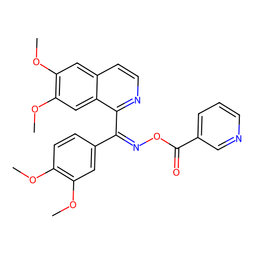 (Z)-(6,7-dimethoxyisoquinolin-1-yl)(3,4-dimethoxyphenyl)methanone O-nicotinoyl oxime structure