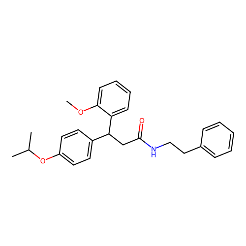 3-(2-methoxyphenyl)-N-(2-phenylethyl)-3-[4-(propan-2-yloxy)phenyl]propanamide structure