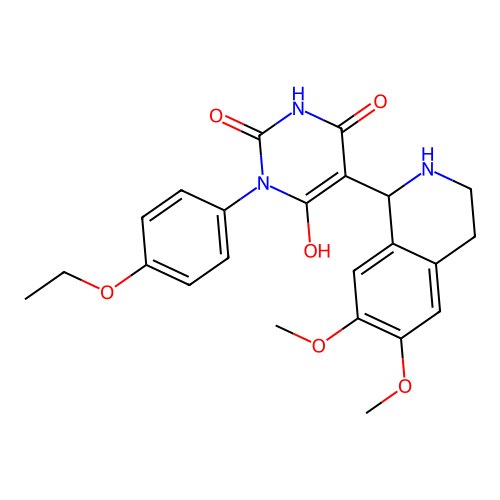 5-(6,7-dimethoxy-1,2,3,4-tetrahydroisoquinolin-1-yl)-3-(4-ethoxyphenyl)-6-hydroxypyrimidine-2,4(1H,3H)-dione structure
