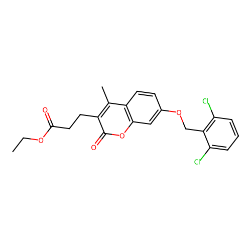 ethyl 3-{7-[(2,6-dichlorobenzyl)oxy]-4-methyl-2-oxo-2H-chromen-3-yl}propanoate structure