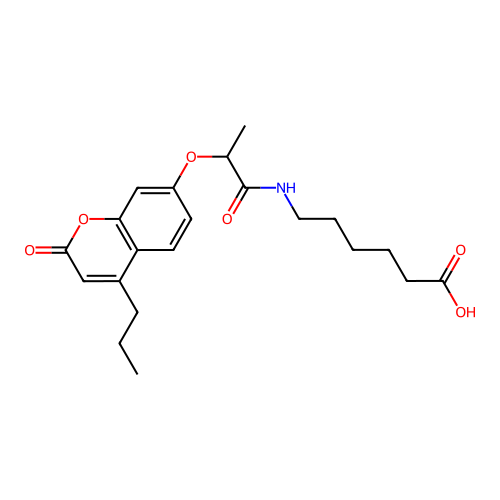 6-({2-[(2-oxo-4-propyl-2H-chromen-7-yl)oxy]propanoyl}amino)hexanoic acid structure