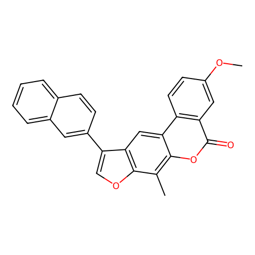 3-methoxy-7-methyl-10-(2-naphthyl)-5H-benzo[c]furo[3,2-g]chromen-5-one structure