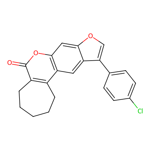 11-(4-chlorophenyl)-2,3,4,5-tetrahydrocyclohepta[c]furo[3,2-g]chromen-6(1H)-one structure