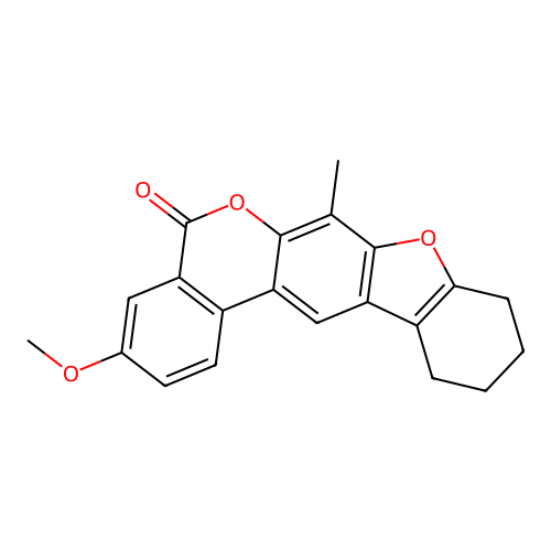 3-methoxy-7-methyl-9,10,11,12-tetrahydro-5H-benzo[c][1]benzofuro[3,2-g]chromen-5-one structure