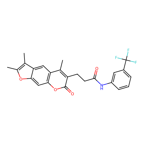 N-(3-(trifluoromethyl)phenyl)-3-(2,3,5-trimethyl-7-oxo-7H-furo[3,2-g]chromen-6-yl)propanamide structure