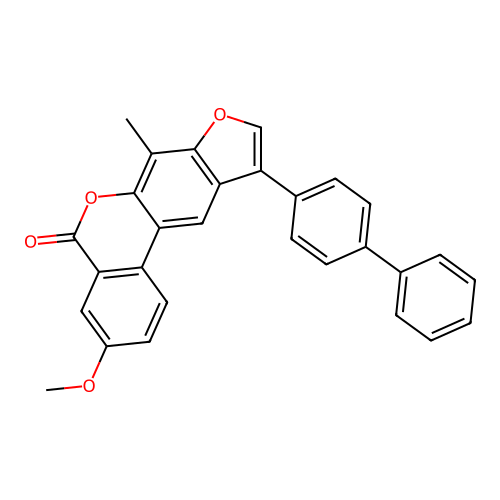 10-(4-biphenylyl)-3-methoxy-7-methyl-5H-benzo[c]furo[3,2-g]chromen-5-one structure