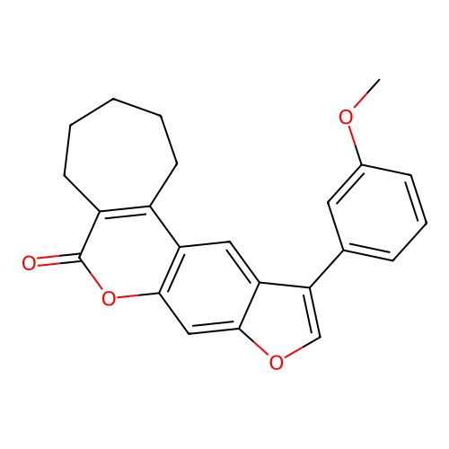 11-(3-methoxyphenyl)-2,3,4,5-tetrahydrocyclohepta[c]furo[3,2-g]chromen-6(1H)-one structure