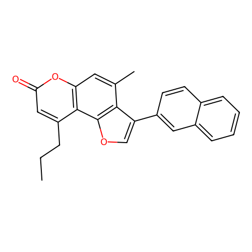 4-methyl-3-(naphthalen-2-yl)-9-propyl-7H-furo[2,3-f]chromen-7-one structure