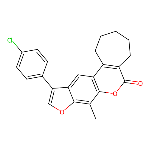 11-(4-chlorophenyl)-8-methyl-2,3,4,5-tetrahydrocyclohepta[c]furo[3,2-g]chromen-6(1H)-one structure