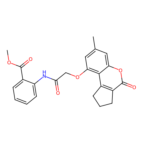 methyl 2-(2-((7-methyl-4-oxo-1,2,3,4-tetrahydrocyclopenta[c]chromen-9-yl)oxy)acetamido)benzoate structure
