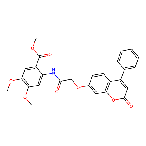 methyl 4,5-dimethoxy-2-(2-((2-oxo-4-phenyl-2H-chromen-7-yl)oxy)acetamido)benzoate structure
