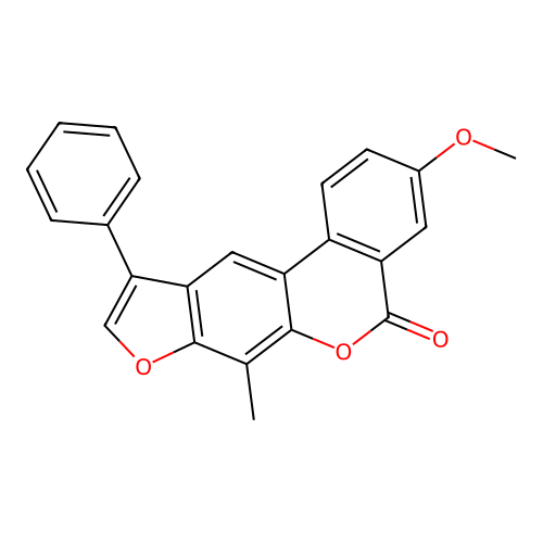3-methoxy-7-methyl-10-phenyl-5H-benzo[c]furo[3,2-g]chromen-5-one structure
