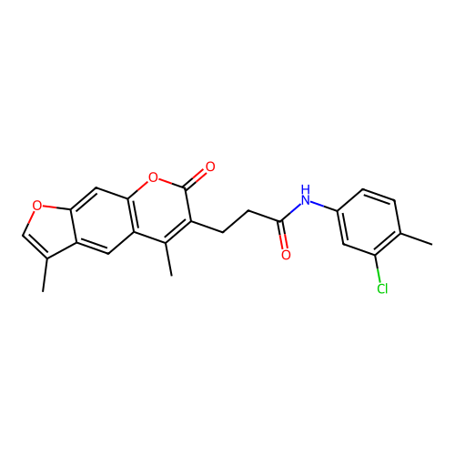 N-(3-chloro-4-methylphenyl)-3-(3,5-dimethyl-7-oxo-7H-furo[3,2-g]chromen-6-yl)propanamide structure