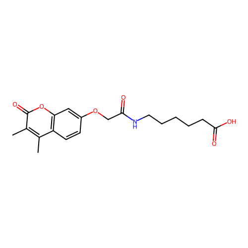 6-({[(3,4-dimethyl-2-oxo-2H-chromen-7-yl)oxy]acetyl}amino)hexanoic acid structure