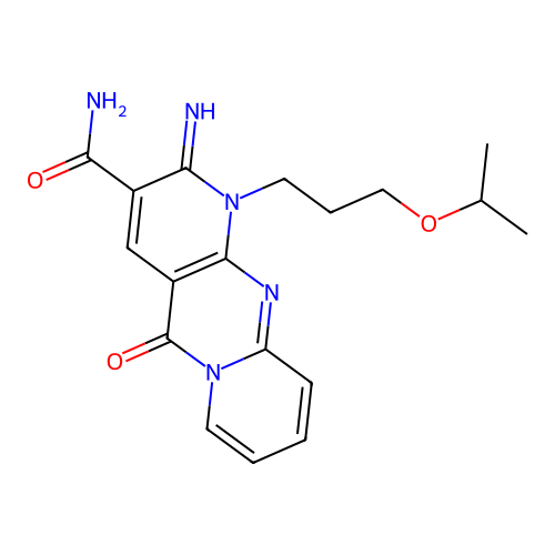 2-imino-1-(3-isopropoxypropyl)-5-oxo-2,5-dihydro-1H-dipyrido[1,2-a:2',3'-d]pyrimidine-3-carboxamide structure