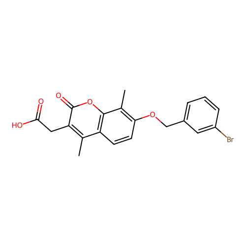 {7-[(3-bromobenzyl)oxy]-4,8-dimethyl-2-oxo-2H-chromen-3-yl}acetic acid structure