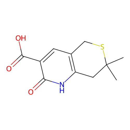 7,7-dimethyl-2-oxo-2,5,7,8-tetrahydro-1H-thiopyrano[4,3-b]pyridine-3-carboxylic acid structure