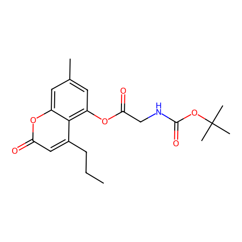 7-methyl-2-oxo-4-propyl-2H-chromen-5-yl 2-((tert-butoxycarbonyl)amino)acetate structure