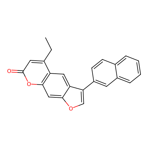 5-ethyl-3-(naphthalen-2-yl)-7H-furo[3,2-g]chromen-7-one structure