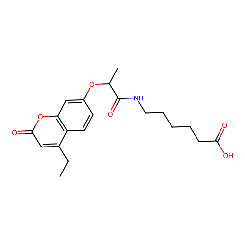 6-({2-[(4-ethyl-2-oxo-2H-chromen-7-yl)oxy]propanoyl}amino)hexanoic acid structure