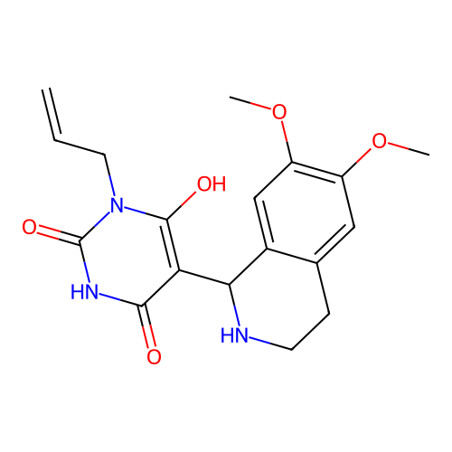 3-allyl-5-(6,7-dimethoxy-1,2,3,4-tetrahydroisoquinolin-1-yl)-6-hydroxypyrimidine-2,4(1H,3H)-dione structure