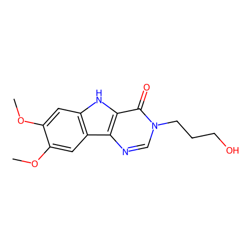3-(3-hydroxypropyl)-7,8-dimethoxy-3H-pyrimido[5,4-b]indol-4(5H)-one structure