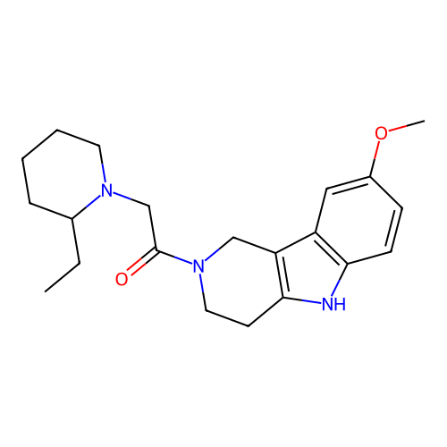 2-(2-ethylpiperidin-1-yl)-1-(8-methoxy-1,3,4,5-tetrahydro-2H-pyrido[4,3-b]indol-2-yl)ethanone structure