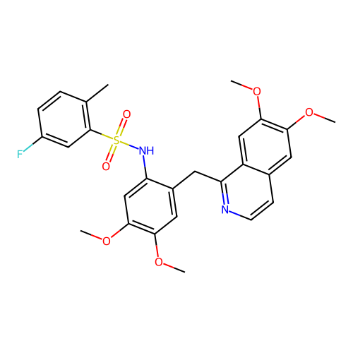 N-(2-((6,7-dimethoxyisoquinolin-1-yl)methyl)-4,5-dimethoxyphenyl)-5-fluoro-2-methylbenzenesulfonamide structure