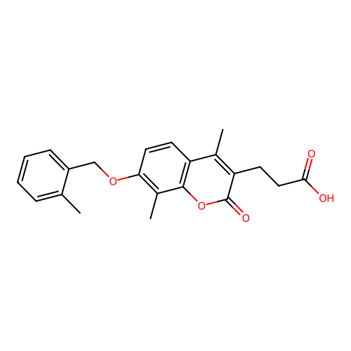 3-{4,8-dimethyl-7-[(2-methylbenzyl)oxy]-2-oxo-2H-chromen-3-yl}propanoic acid structure