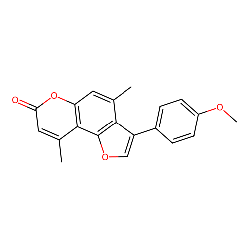 3-(4-methoxyphenyl)-4,9-dimethyl-7H-furo[2,3-f]chromen-7-one structure