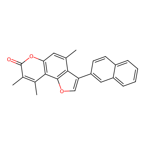 4,8,9-trimethyl-3-(naphthalen-2-yl)-7H-furo[2,3-f]chromen-7-one structure
