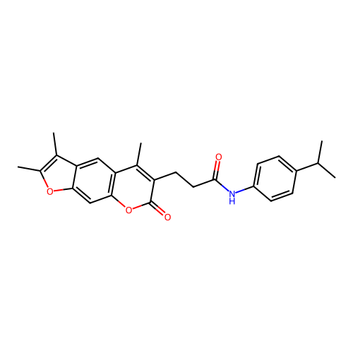 N-(4-isopropylphenyl)-3-(2,3,5-trimethyl-7-oxo-7H-furo[3,2-g]chromen-6-yl)propanamide structure