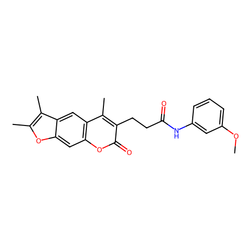 N-(3-methoxyphenyl)-3-(2,3,5-trimethyl-7-oxo-7H-furo[3,2-g]chromen-6-yl)propanamide structure