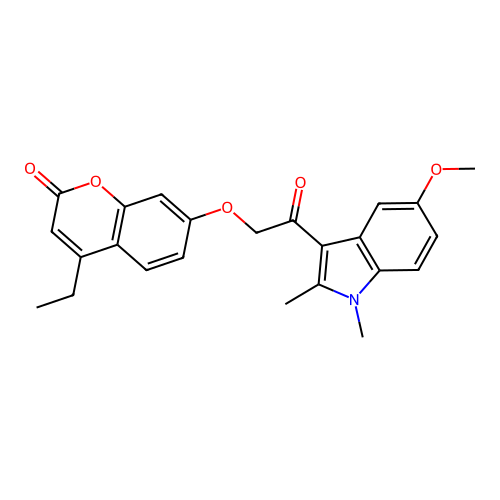 4-ethyl-7-(2-(5-methoxy-1,2-dimethyl-1H-indol-3-yl)-2-oxoethoxy)-2H-chromen-2-one structure