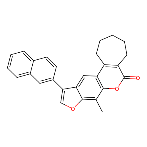 8-methyl-11-(naphthalen-2-yl)-2,3,4,5-tetrahydrocyclohepta[c]furo[3,2-g]chromen-6(1H)-one structure