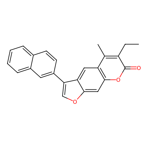 6-ethyl-5-methyl-3-(naphthalen-2-yl)-7H-furo[3,2-g]chromen-7-one structure