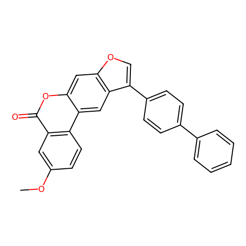 10-(4-biphenylyl)-3-methoxy-5H-benzo[c]furo[3,2-g]chromen-5-one structure
