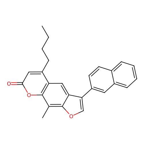 5-butyl-9-methyl-3-(naphthalen-2-yl)-7H-furo[3,2-g]chromen-7-one structure