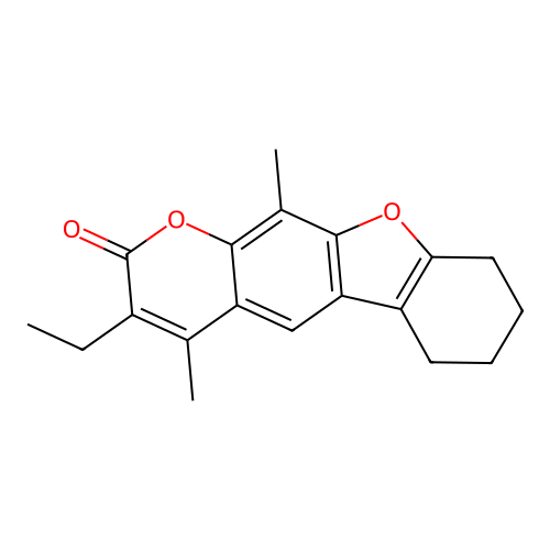 3-ethyl-4,11-dimethyl-6,7,8,9-tetrahydro-2H-[1]benzofuro[3,2-g]chromen-2-one structure