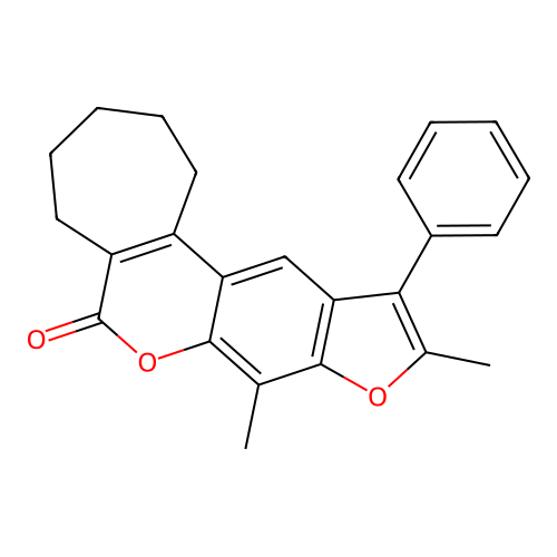 8,10-dimethyl-11-phenyl-2,3,4,5-tetrahydrocyclohepta[c]furo[3,2-g]chromen-6(1H)-one structure